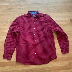 Chaps L Red Black Check Long Sleeve Button Down Shirt